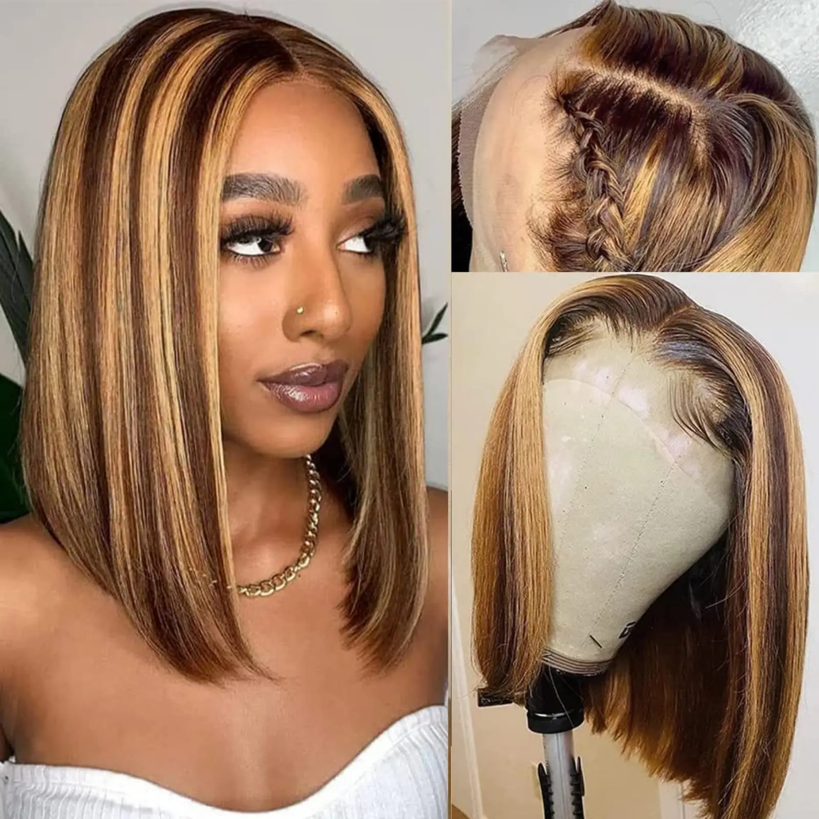 Парик 4/27 года из натуральных человеческих волос 13 х4 с цветными прямыми