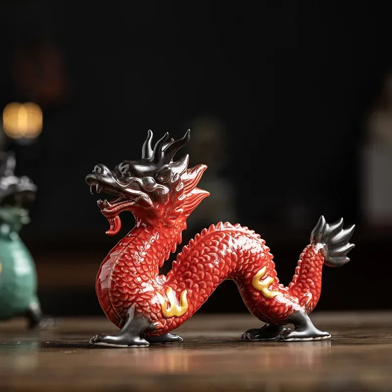 Керамический орнамент Lucky Red Dragon для офиса гостиной чайной комнаты спальни