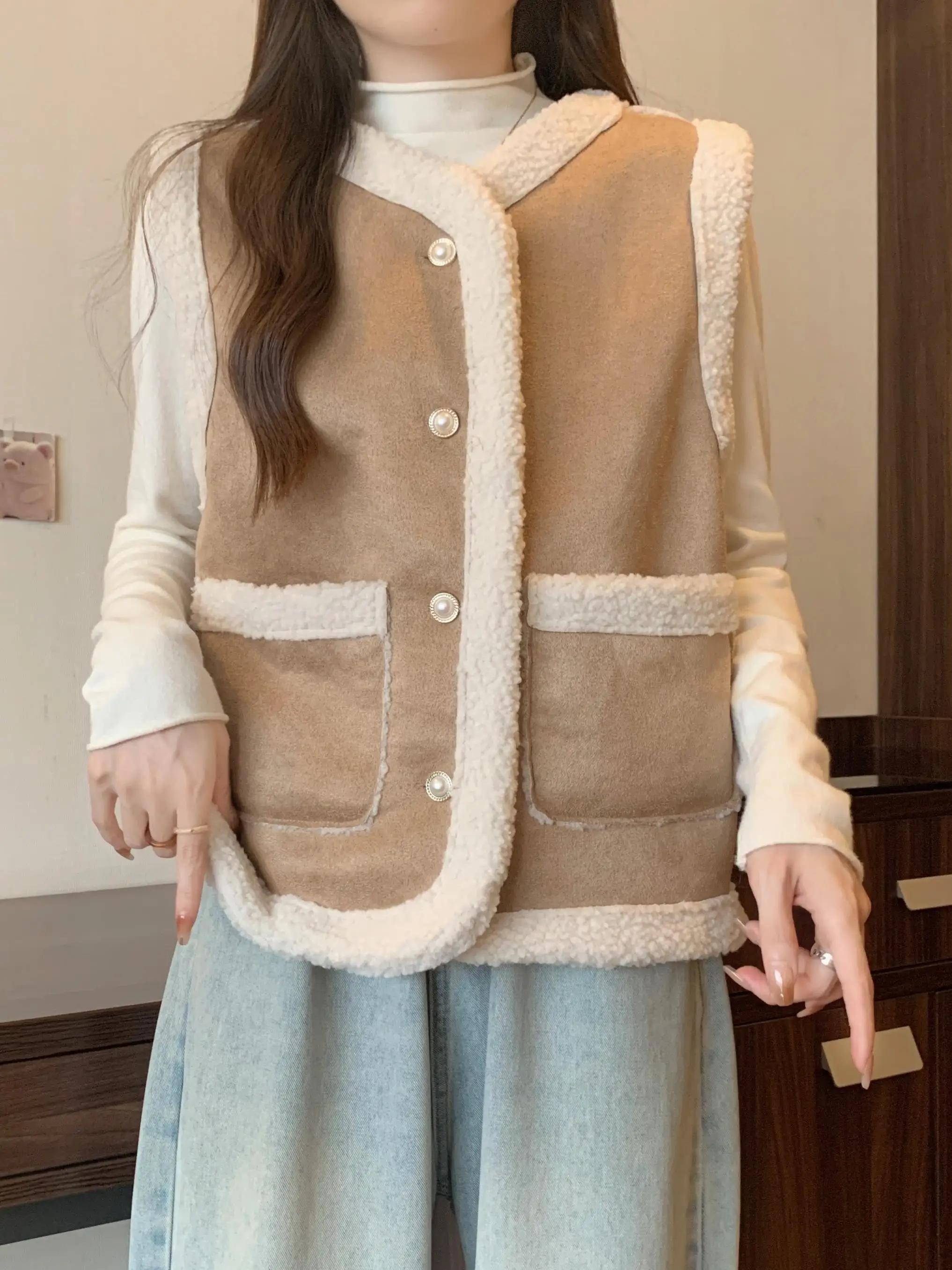 Меховой интегрированный жилет из овечьей шерсти верхняя одежда для женщин осень