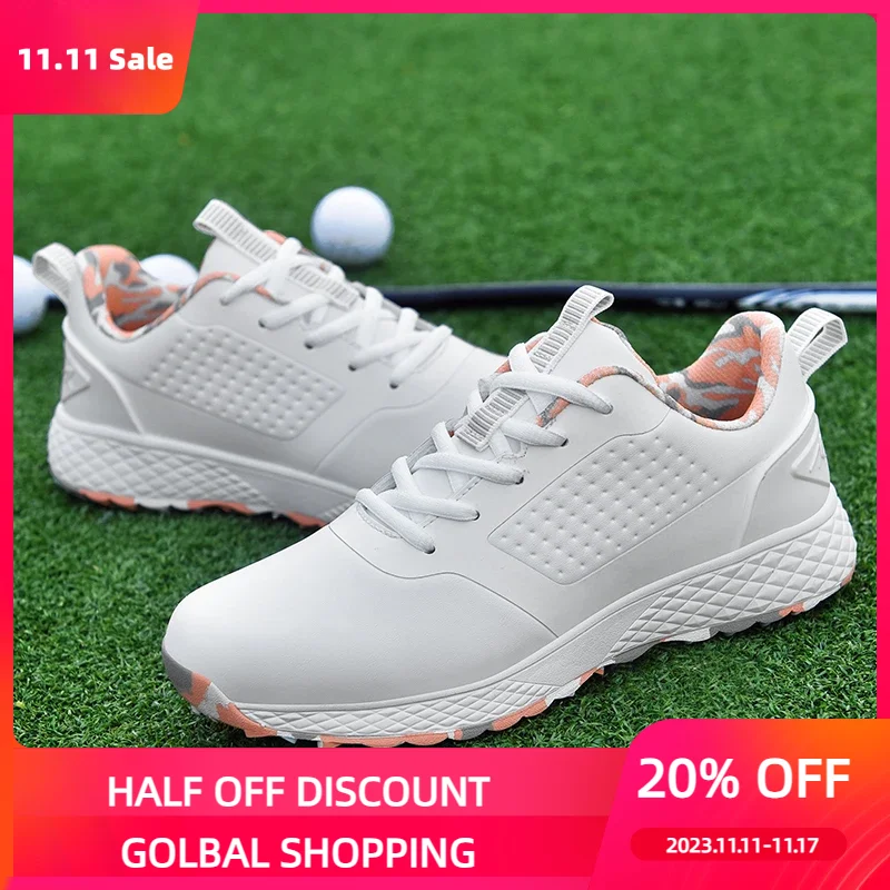 

Women Golf Shoes White Waterproof Professional Fitness Golf Shoes Outdoor Luxury Leisure Walking Casual Golf Spikeless Shoes