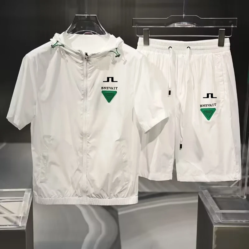 

Horse Golf Wear for Men Summer Golf Clothing Suits Quick Drying Golf Shirts Golf Shorts 2-piece Set Hooded Men Golf Clothing