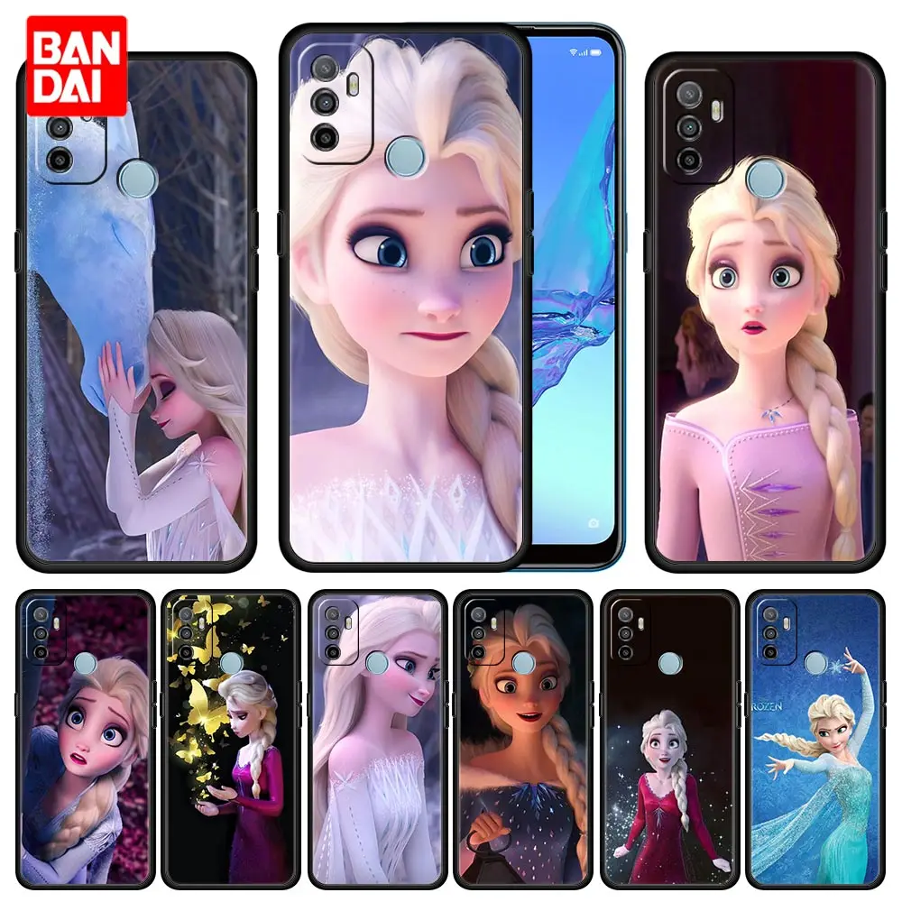 

Disney Queen Elsa Frozen Case for Oppo A53 A52 A3s A5s A9 A15 A31 A54 A74 A93 A94 F19 Pro 4G 2020 Soft Black Capa Cover Silicone
