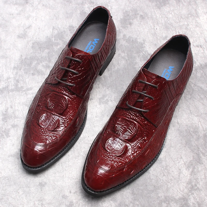 

Crocodile Pattern oxford Dress Shoe For Men Business Fashion Handmade Wedding Formal Genuine Leather Designer Men Shoes Original