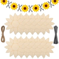 12pcs unfinished wood pieces sunflower shaped blank hanging slice sign for diy painting home decoration garden decor