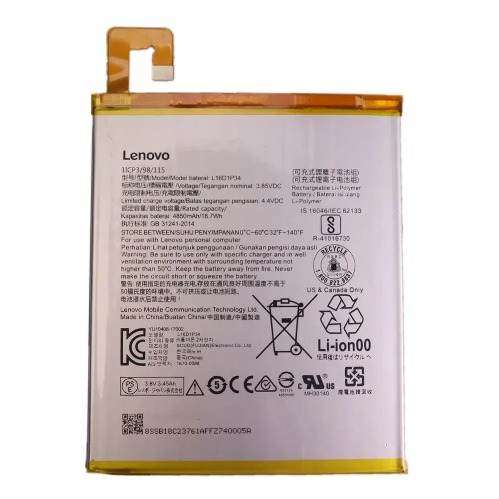 Оригинальный аккумулятор L16D1P34 для Lenovo TAB4 8 TB-8504N TB-8504X TB-8504F plus TB-8704F 8704X 8704N 8704V Bateria