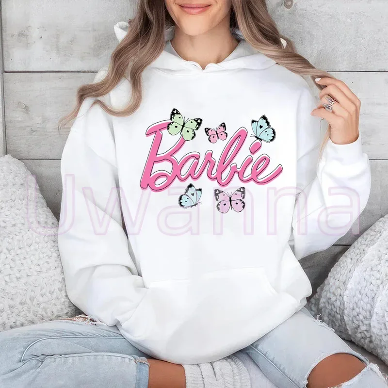 Женская винтажная толстовка с капюшоном и принтом Барби Y2k