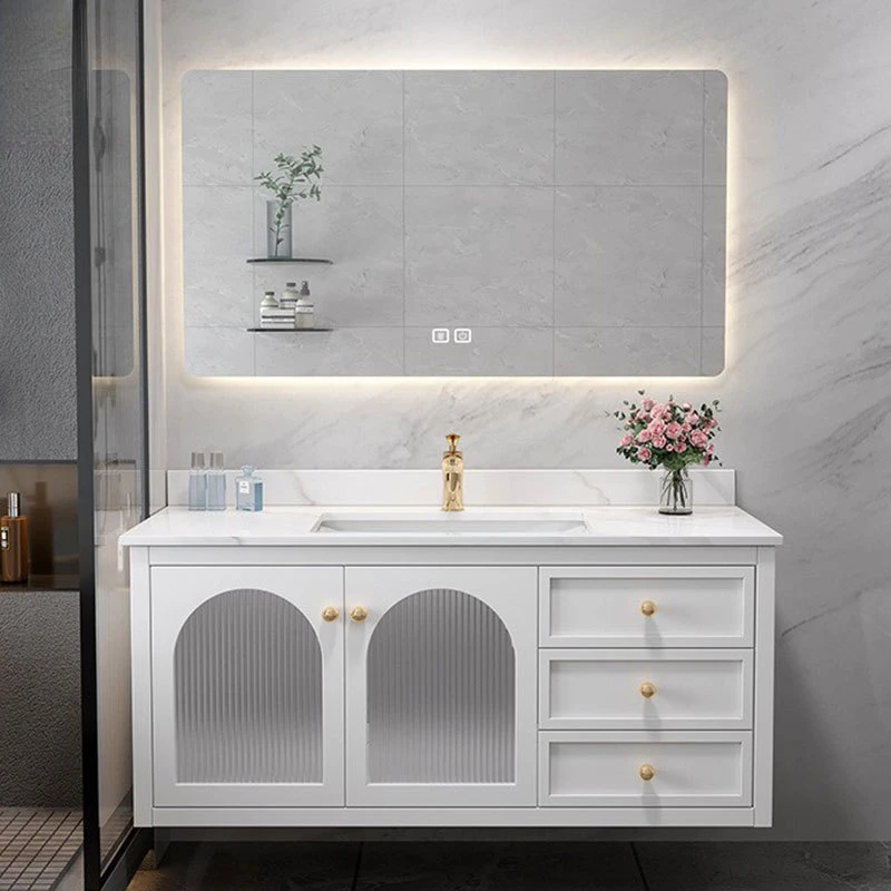 

Американский шиферный дубовый шкаф для ванной, комбинированный стеклянный умный шкаф для ванной комнаты, раковина для ванной, шкаф для ванной комнаты