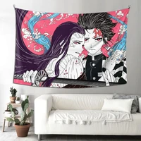 demon slayer kamado tanjirou nezuko tapestry anime wall hanging backdrop party decoration banner for college dorm home decor
