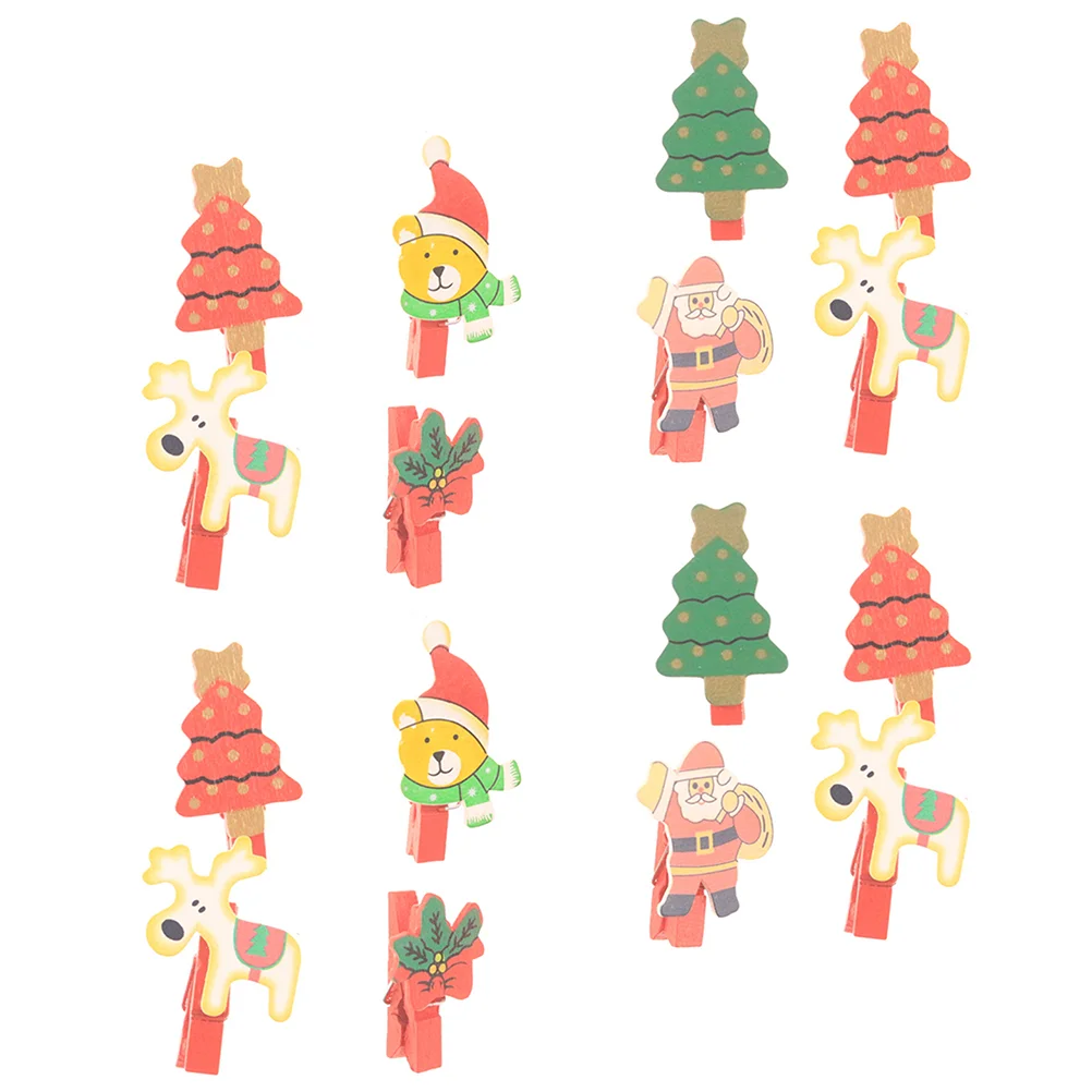 

18Pcs Christmas Clip Cartoon Portable Message Clamp Photo Clips for Memo