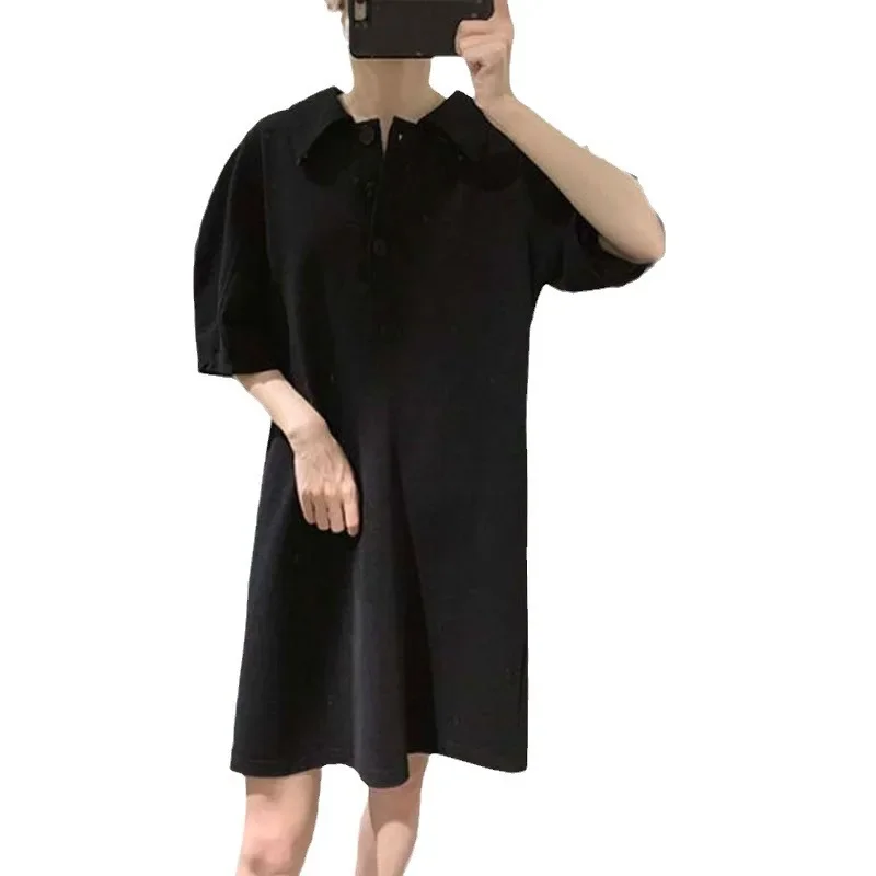 Повседневное платье с воротникомPOLO и короткими рукавами женское летнее