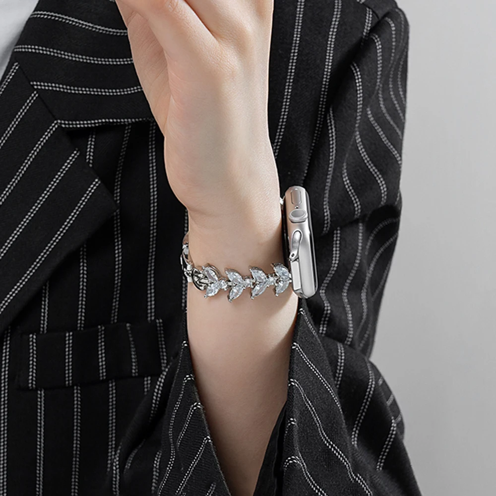 Фото Ремешок Diamond Fishtai для Apple Watch 10 Ultra 42 мм 9 8 7 Band 46 мм 45 мм 41 мм Женский металлический ремень iWatch 6 SE 40/44/49 мм Ремешок для часов №2