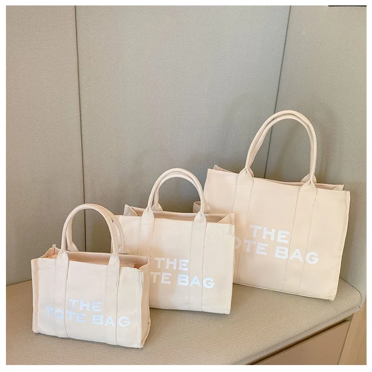 Woman Canvas Handbag Casual Messenger Shoulder Women Tote Bag Black Blue Large Capacity Luxury Shopping Bag Zipper Solid Color