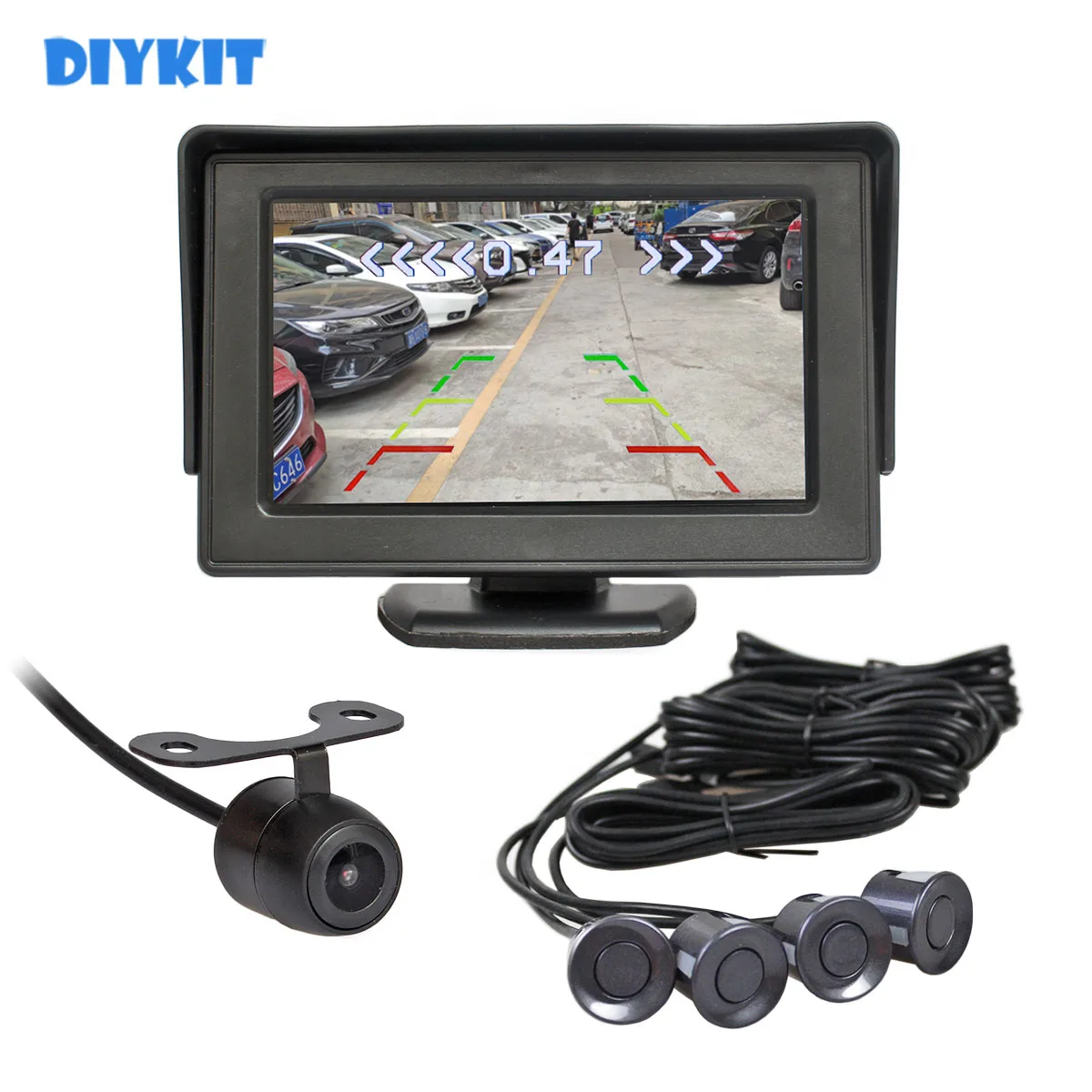 

Зеркало заднего вида, 4,3 дюйма, 4 датчика