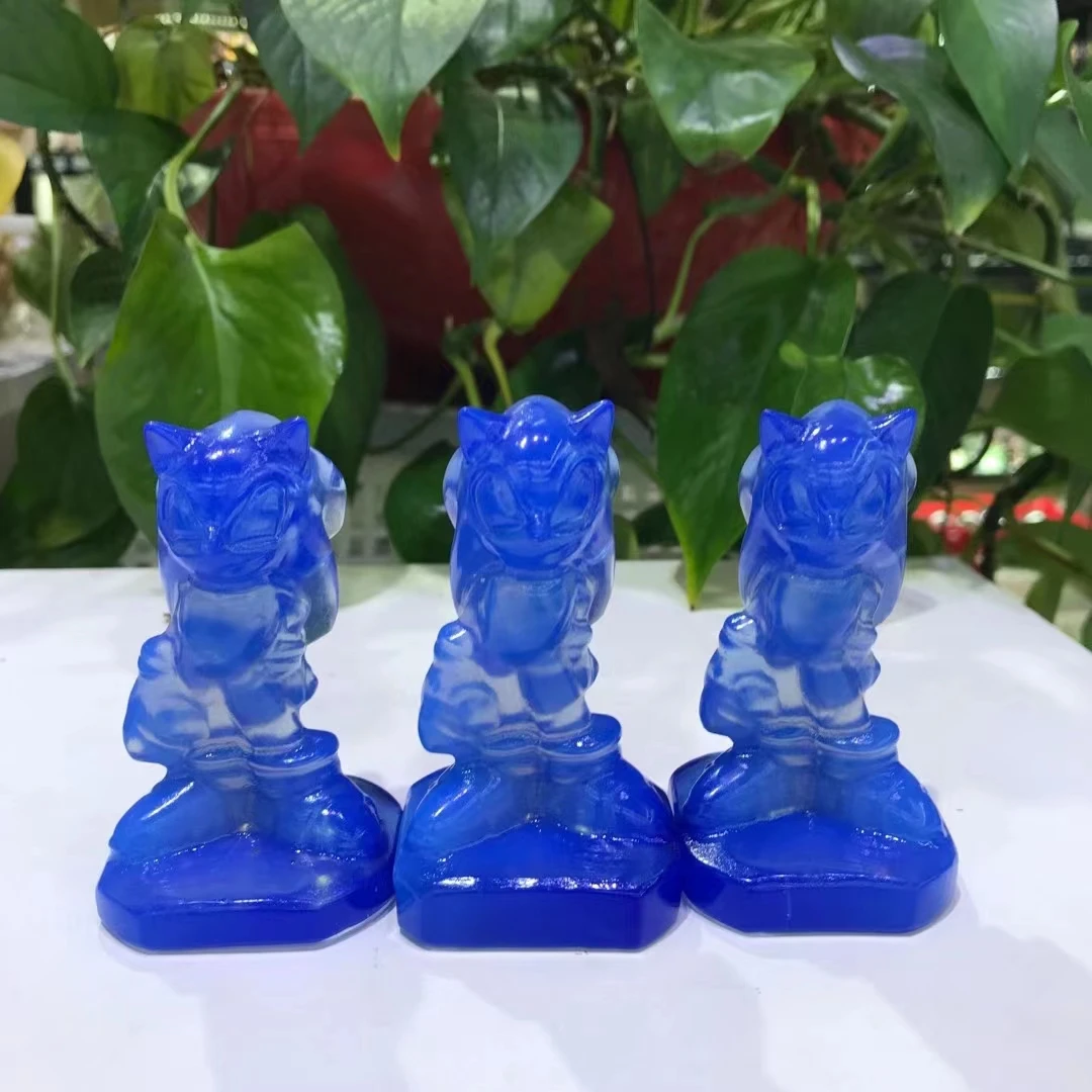 

75mm Sonic blue opal Sonic Cute Carved Fancy Polished Animal carvings Healing Stones Home Decor ornament crafts 1pcs