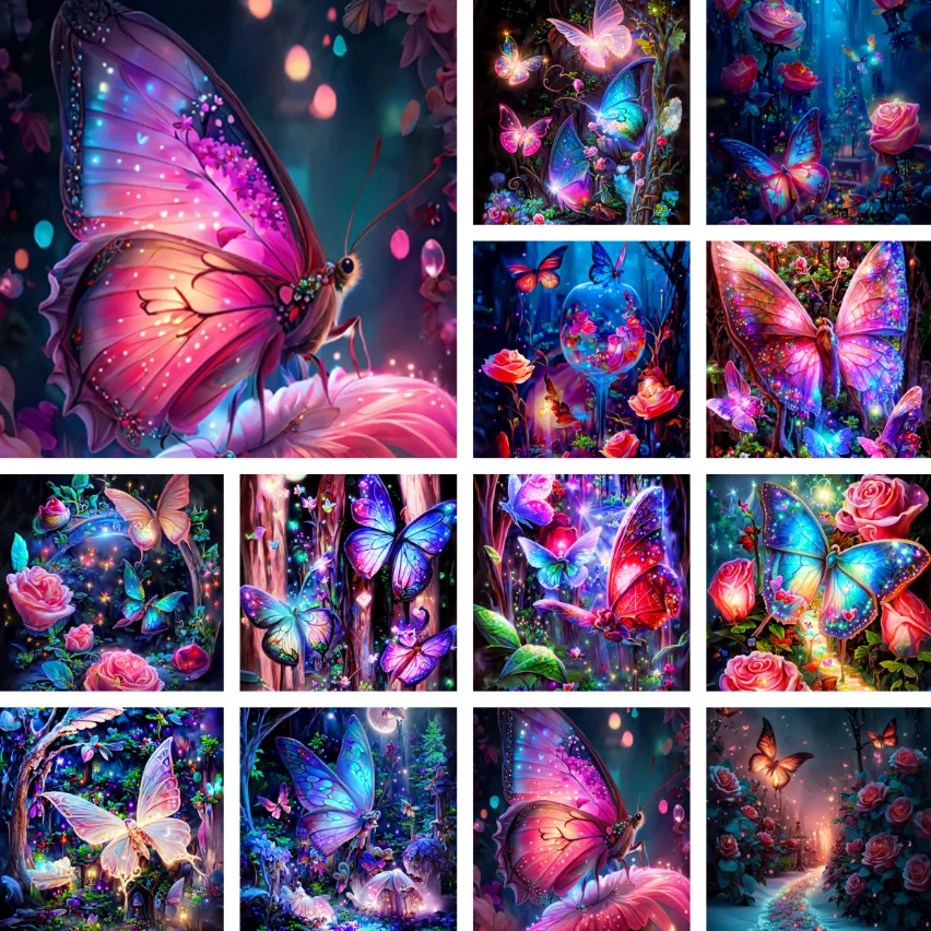 

5D Diy Diamond Painting Flower Butterfly Full Rhinestones Embroidery Mosaic Art Cross Stitch Kits Home Decor New Arrivals 2023