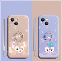 disney new cartoon phone case with lanyard for iphone 13 12 11 pro mini xs max 7 8 plus x xr folding stand silicone soft cover