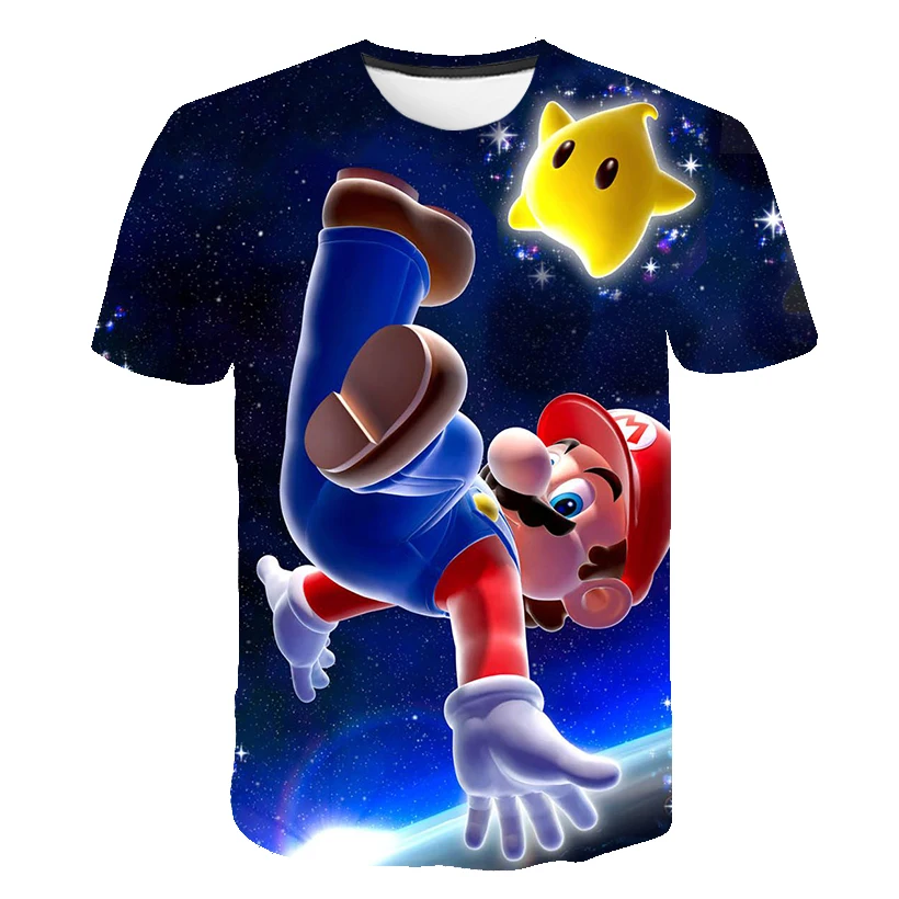 

Mario 3D Printing Youth Popular Men's And Women's Summer T-Shirt Pure Cotton Children's Top Cool And Comfortable Short Sleeves