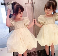 rinikinda girls summer dress puff sleeve sweet cute dress ball gown white princess party dress new children clothing