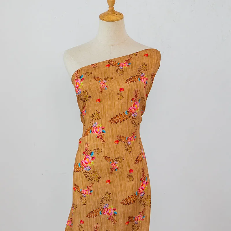 

Brown high-quality natural pure ramie linen fabric, summer thin Chinese style robe dress, Tissu Diy sewn Diy
