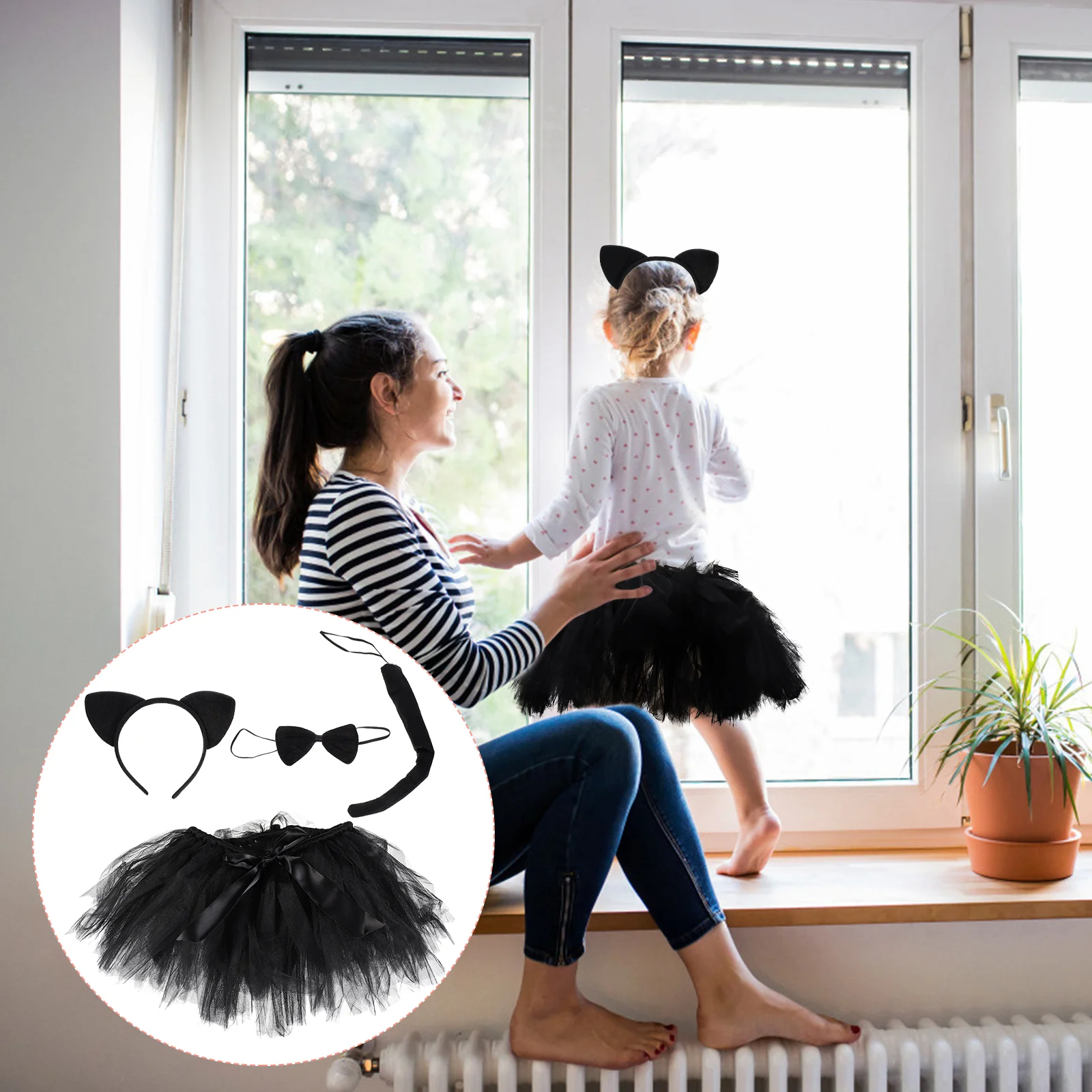 

1 Set Halloween Kid Performance Cosplay Costume Cat Dress Decorative Skirt