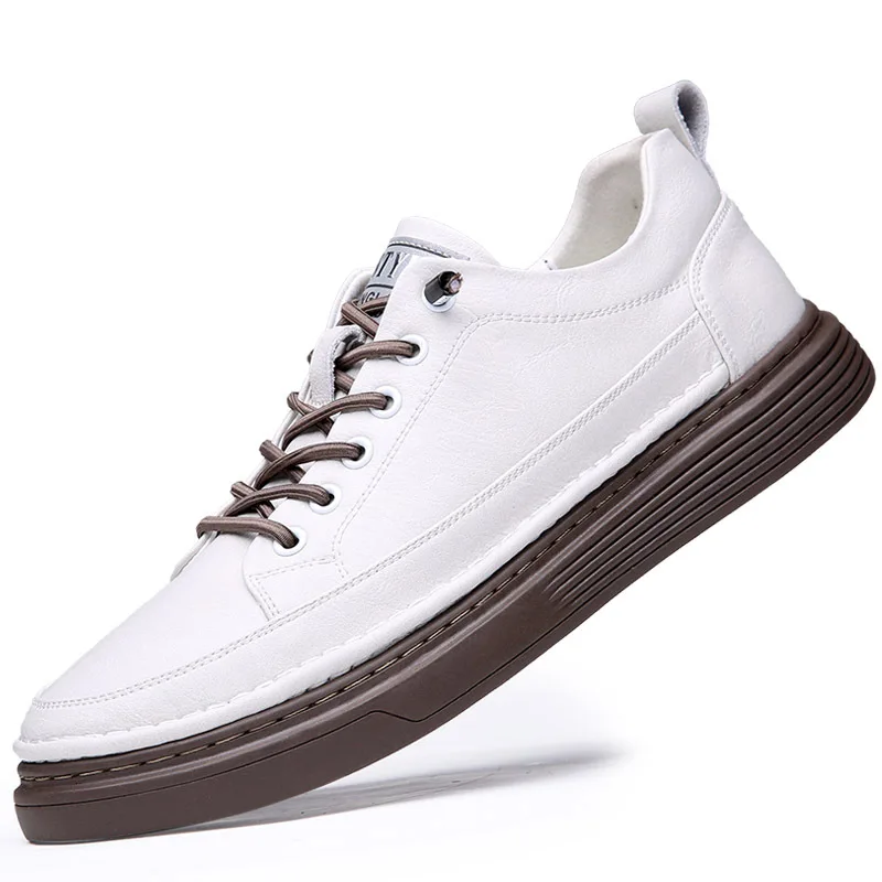 

Кроссовки мужские легкие дышащие, Повседневная модная обувь, на шнуровке, плоская подошва, белые