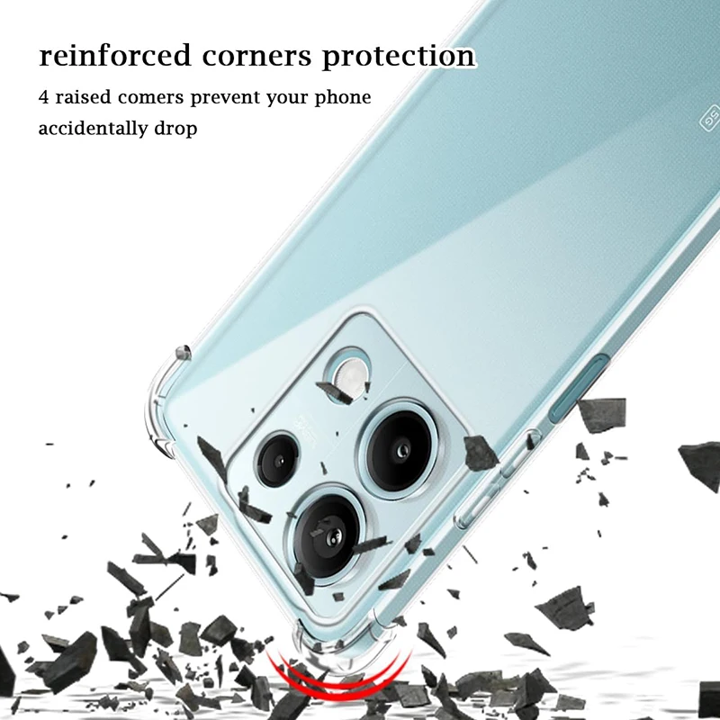 Ударопрочный силиконовый прозрачный чехол для Xiaomi Redmi 13C 12C Note 13 12 12S 12T Pro Plus + 4G 5G