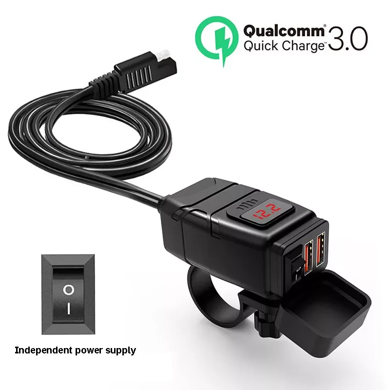 

Водонепроницаемое зарядное устройство для мотоцикла с 2 USB-портами, 12 В