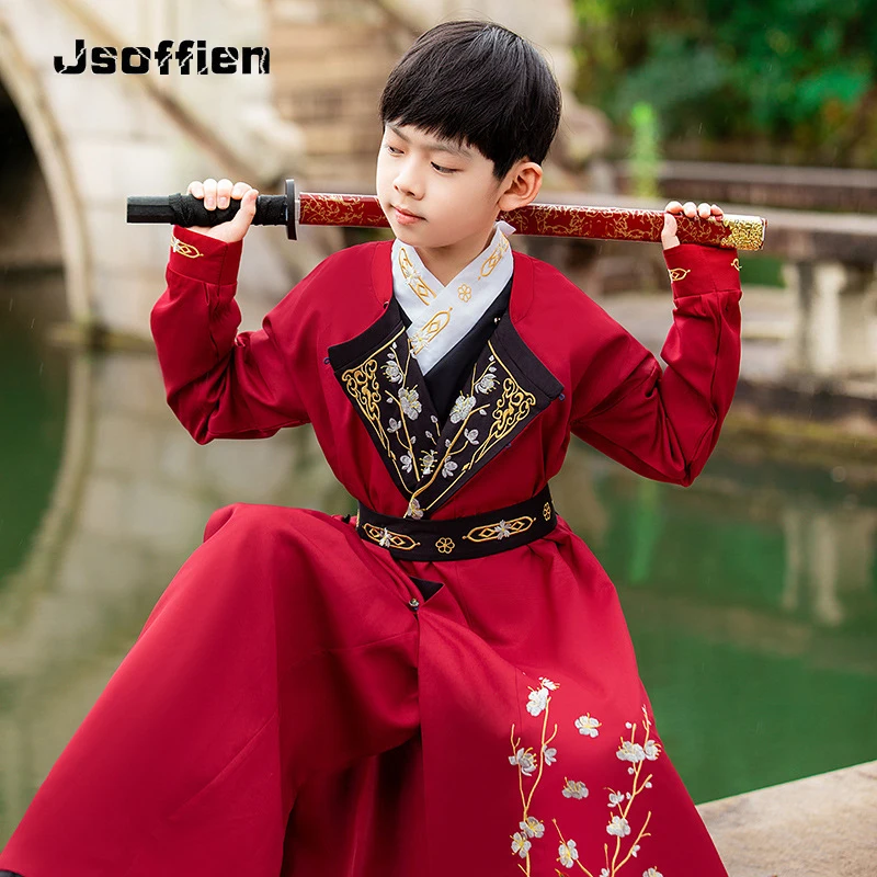 Chinese Traditional Hanfu Costume Ancient Tang Suit Chinese Style Young Master's Clothes Children Stage Performance Outfit