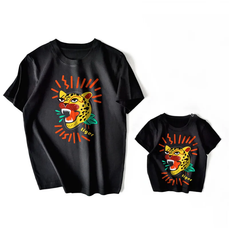 

Adult Kids Cotton T-shirts Short-sleeve Father Mother Daughter Son Cartoon Letter Print Shirts Tops for Family Matching Clothes