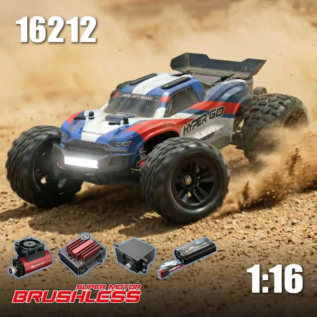 Радиоуправляемая машинка Hyper Go MJX 16212 16213 16218 116, 4WD, бесщеточная, высокоскоростная, внедорожная, для взрослых, на пульте управления (art.: 3920db05780d7) - 3920db05780d7