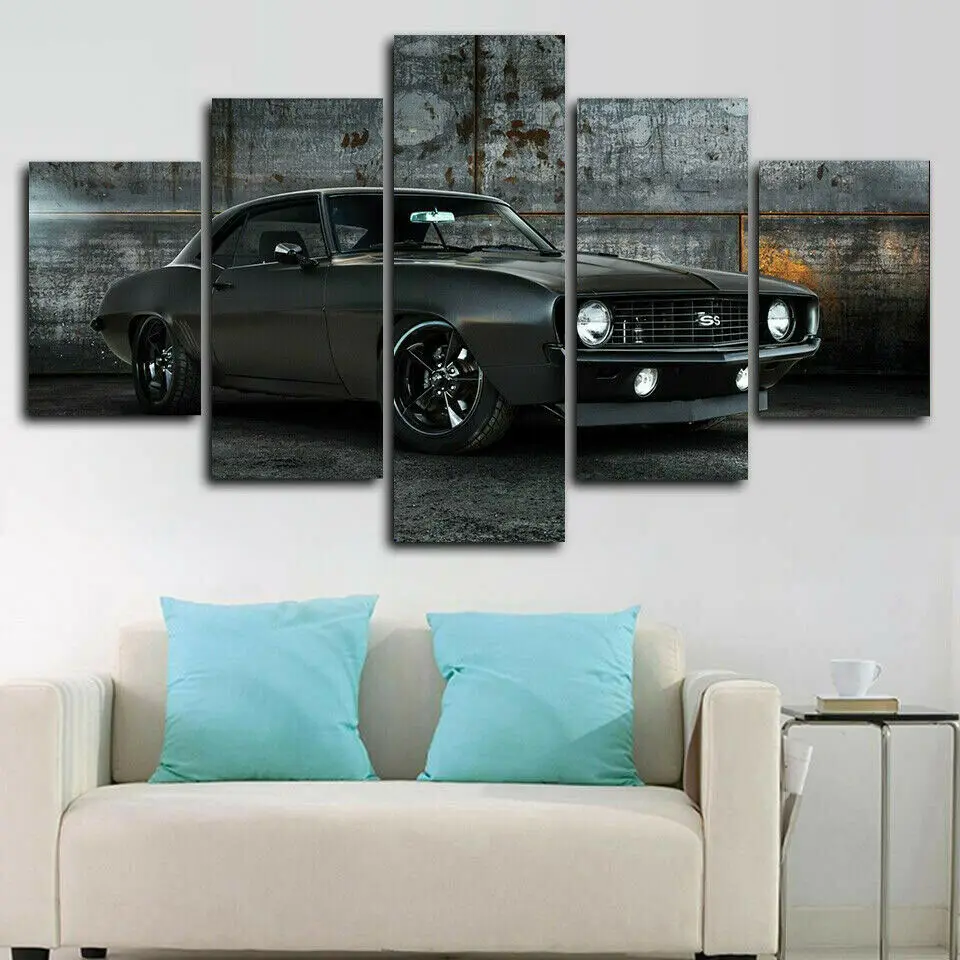 

Camaro Ss 1969 Muscle Car 5 Panel Canvas Print Wall Art Poster Home Decoration HD Print Home Decor Paintings