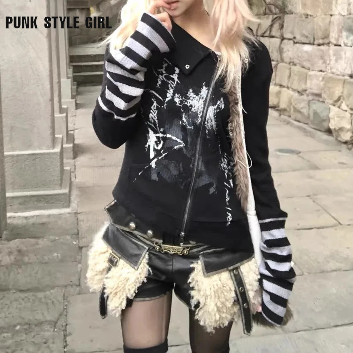 Футболка в стиле 1920-х годов с изображением граффити черные топы на молнии