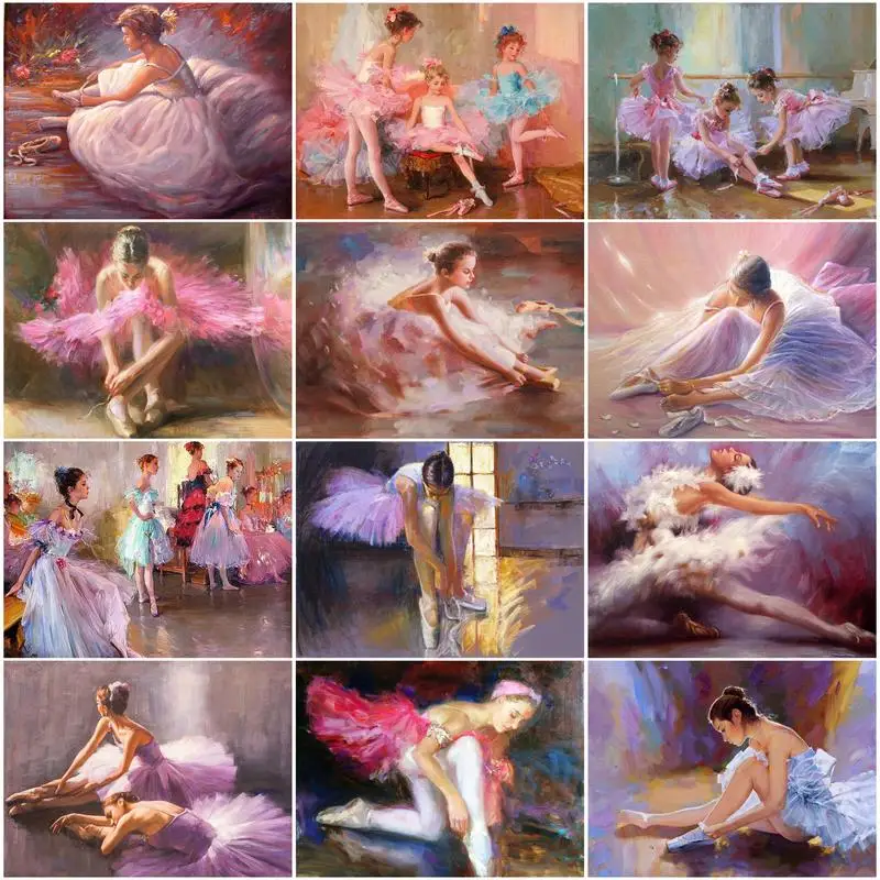 

CHENISTORY Oil Painting By Numbers Ballet Girl Drawing On Canvas Picture By Numbers Diy Kits Paintings Number Home Decor