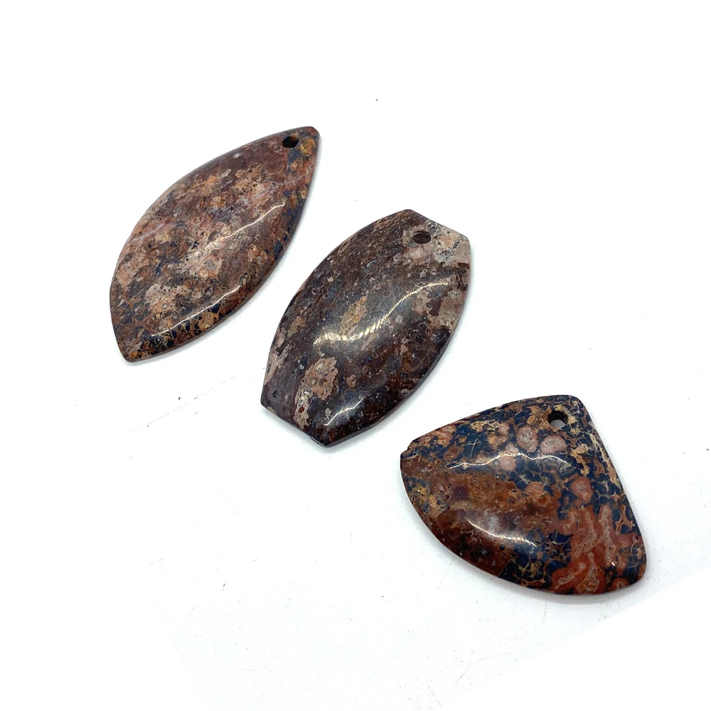 

Leaf-shaped Pendants Natural Stone Agate Jewelry Energy Gem Heart Shape Charms DIY Making Necklace Earrings Accessories 5pcs/lot