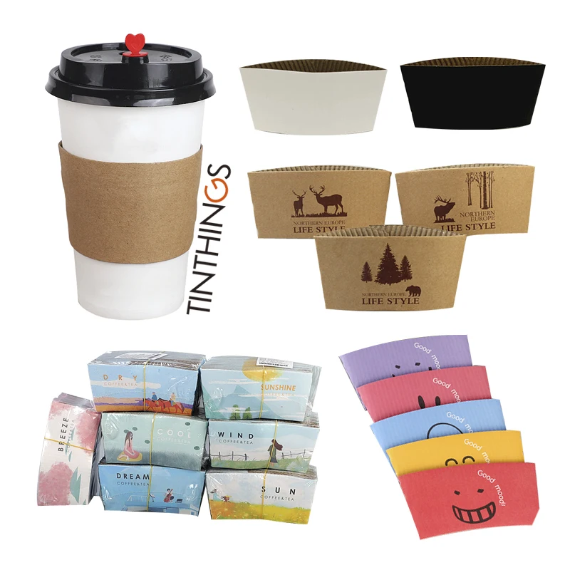 

25PCS Disposable Cup Sleeve Paper Kraft Cold Hot Drinks Tea Coffee Beverage For Coffee Shops Takeaway Water Bottle Party Decor