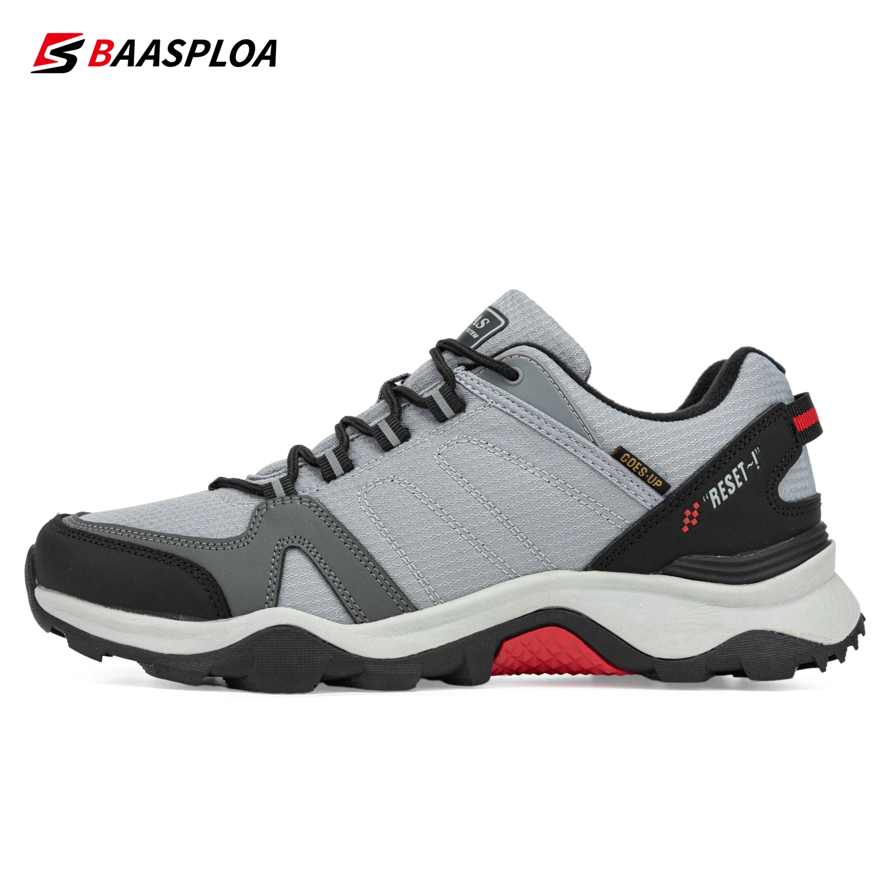 Baasploa Men Hiking Shoes Winter Non-slip Sneaker Wear-resistant Outdoor Trekking Shoes Waterproof Shoes Hunting Army Shoes 