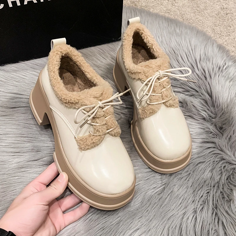 

Wholesale new women's boots Winter short plush white platform boots College girls Lolita shoes Japan JK ankle boots women's shoe