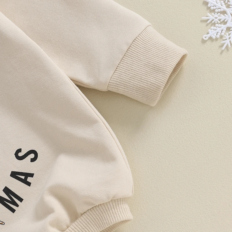 

Baby Girls Christmas Casual Romper Long Sleeve Christmas Tree Letter Print Crewneck Romper
