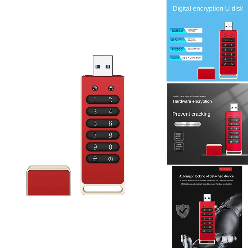 

1 Piece Secure USB Drive Hardware Password Memory Stick With Keypad USB 3.0 Disk Flash 128GB