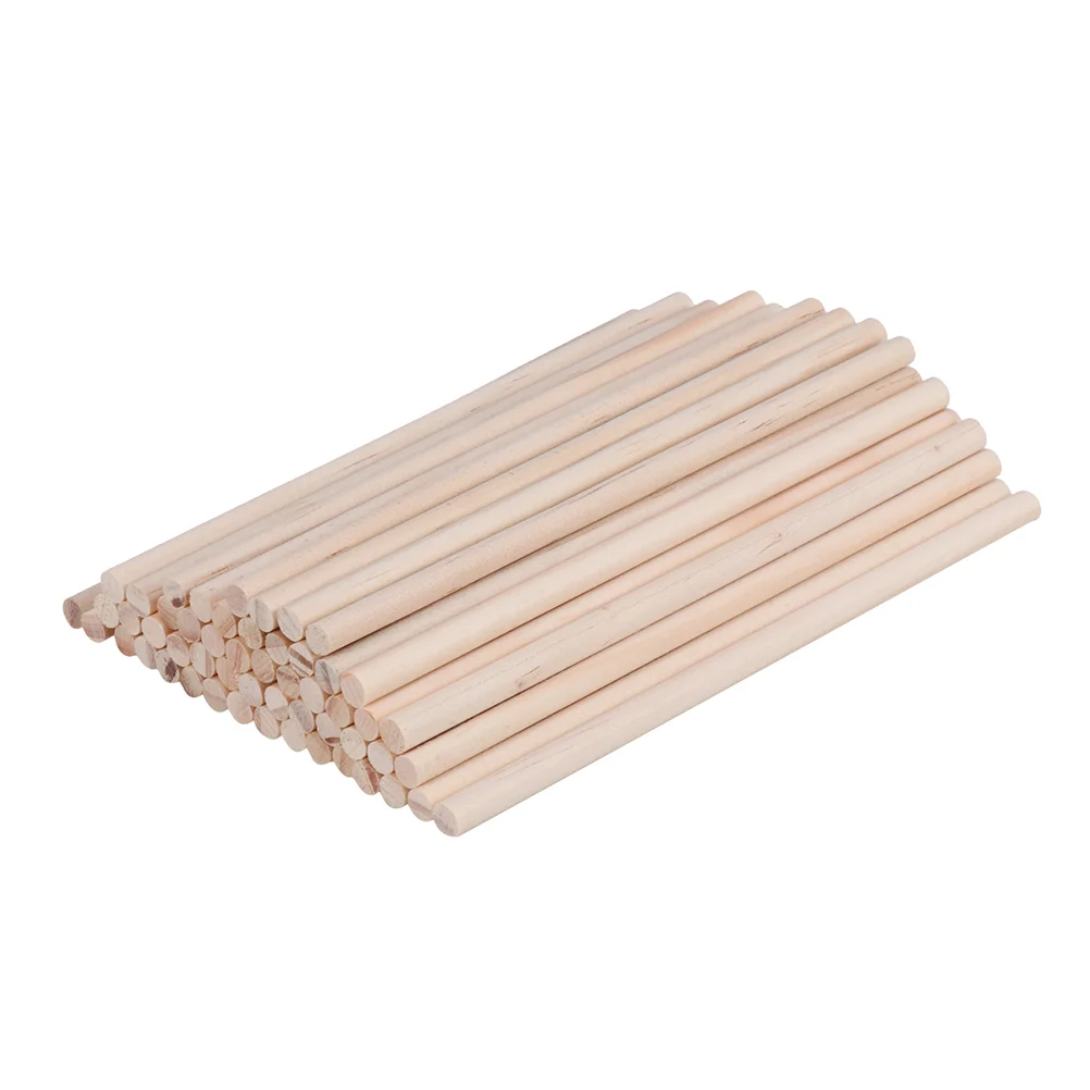 

50pcs DIY Wooden Rods Blank Unpainted Round Rods Model Making Materials