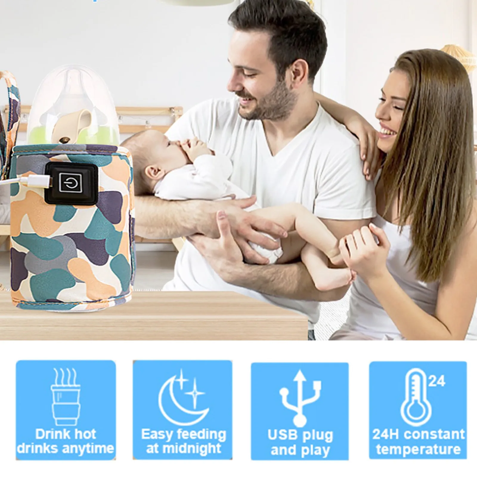 

Baby Bottle Warmer Cover USB Milk Bottle Heating Portable Baby Bottle Feeding Thermal Bag Travel Baby Heating Accessories