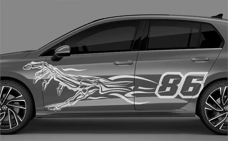 

2x Skeleton Hand Sticker Art / Decal- INCLUDES BOTH Sides. Decal Sticker Skeleton | Side of Car Graphic | Vinyl Decal | Active