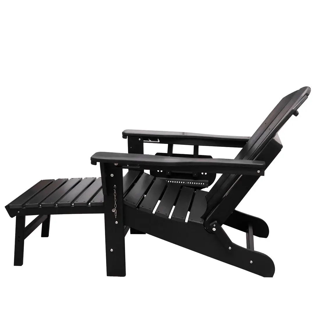 Фото Премиум-кресло Adirondack из HDPE-пластика с откидной спинкой, подставкой для ног и скрытыми держателями для стаканов для террас, курортов и кемпингов №2