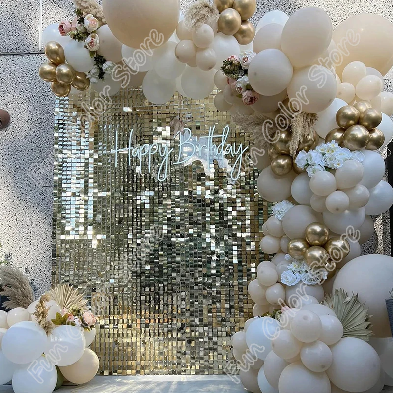 

173 шт., белые и золотые фотообои для свадьбы