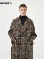 Mauroicardi Autumn Winter Loose Colorful Stylish Warm Tweed Woolen Coat Men Double Breasted Cool Luxury Designer Clothes 2022