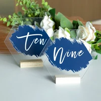 personalized hand painted acrylic wedding table numbers with calligraphy painted backs number for rustic modern wedding decor