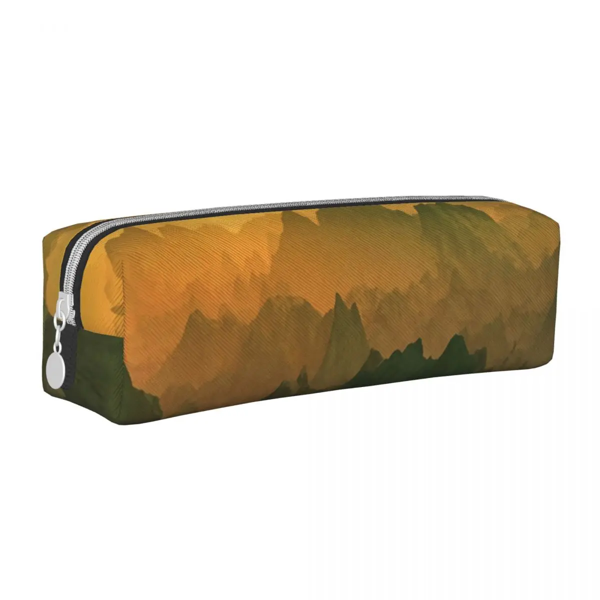 

Elegant Mountains Square Pencil Case Sunset Print Elementary School Fashion Leather Pencil Box Teenager Zipper Pen Bags