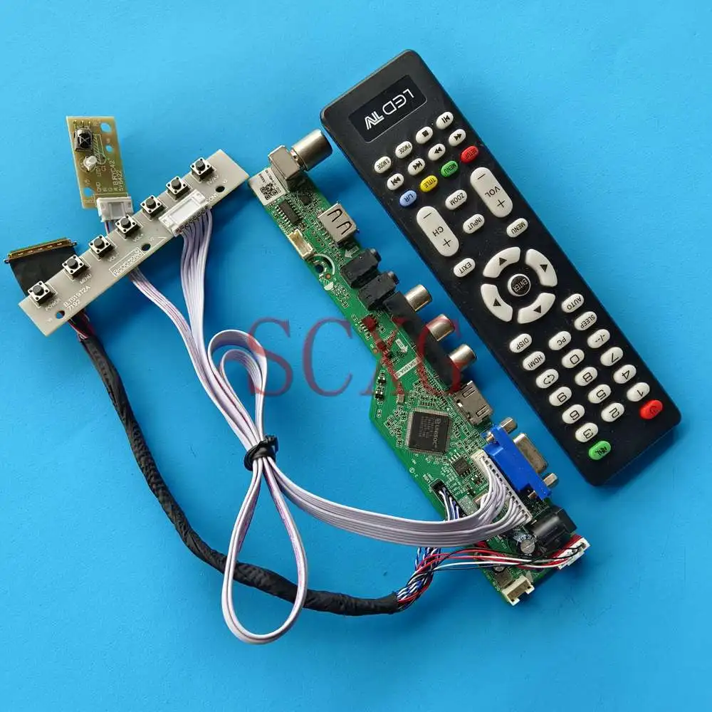 

Плата контроллера для ЖК-экрана, DIY набор для Φ LVDS 40 Pin AV VGA USB HDMI-совместимый светодиодный экран 1366 768 дюйма, аналоговый сигнал ТВ