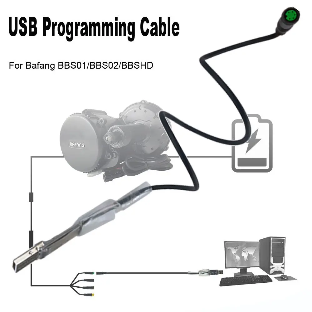 

USB-кабель для программирования, аксессуары для двигателя среднего размера для Bafang BBS01/BBS02/BBSHD, инструмент с запрограммированным проводным центральным приводом для электровелосипеда