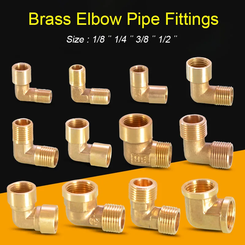 

Brass Elbow Pipe Fittings 1/8＂1/4＂3/8＂1/2＂Female/Male Thread Copper Accessories 2-Way Reducing Joint Water/Gas Pipe Fittings